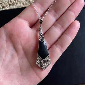 Handmade Black and Silver Pendant Necklace
